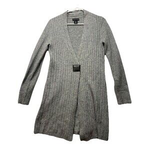 Adrienne Vittadini LS Cardigan Sweater Yak Wool Jacket Small Gray Magnetic